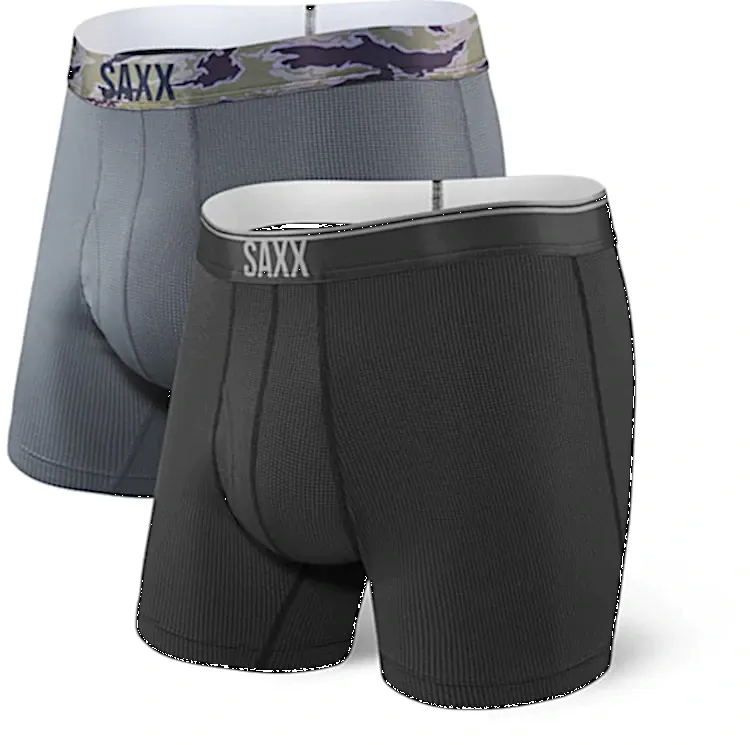 Saxx Quest 2-Pack Boxer Brief Fly - Black/Dark Charcoal II MED