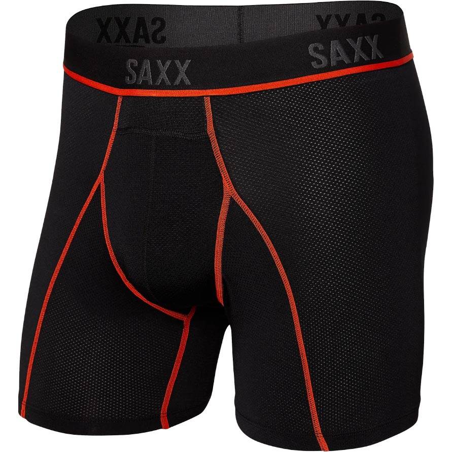 Saxx Kinetic HD Boxer Briefs - Black/Vermillion