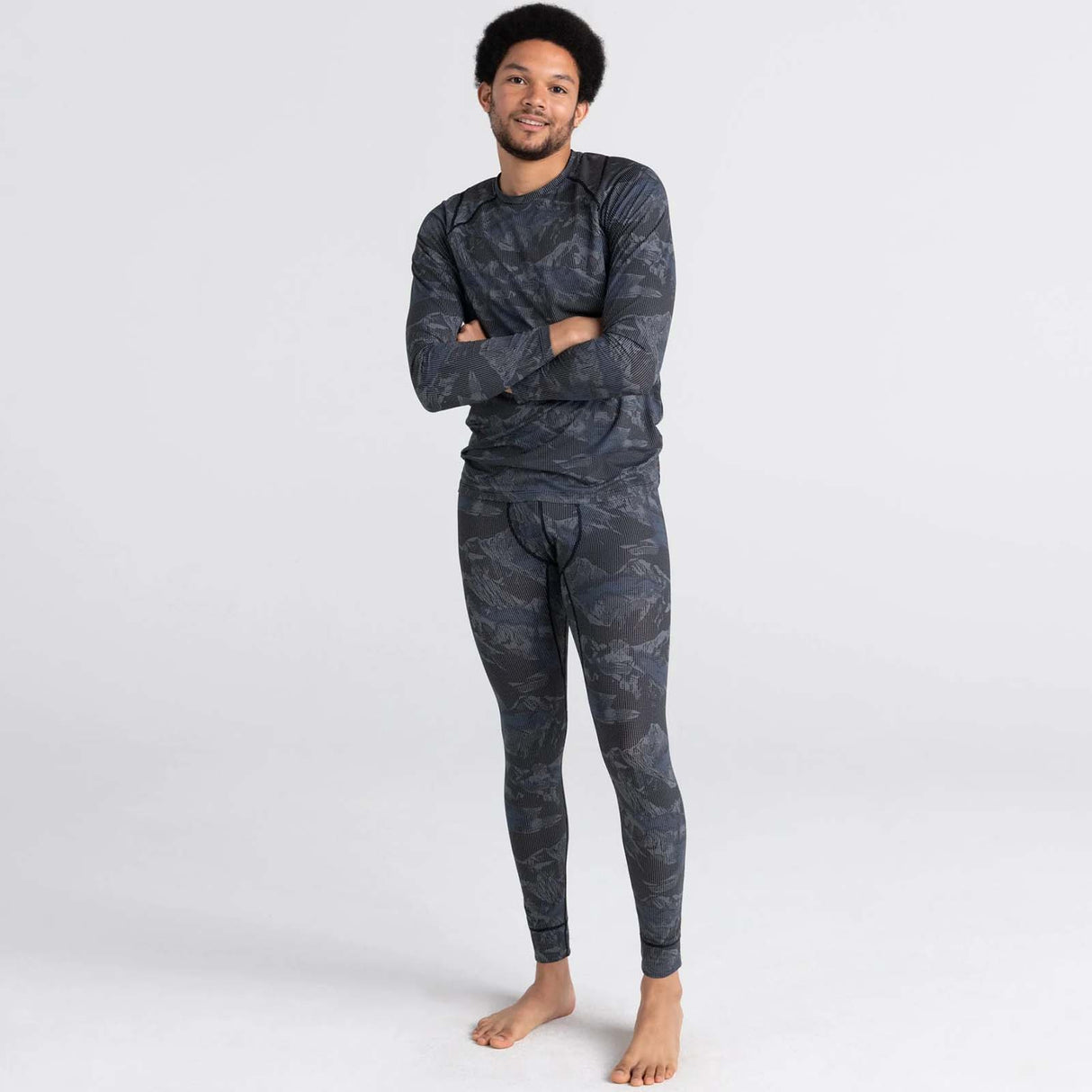 Saxx Quest Long Sleeve T Shirt - Mountainscape Navy