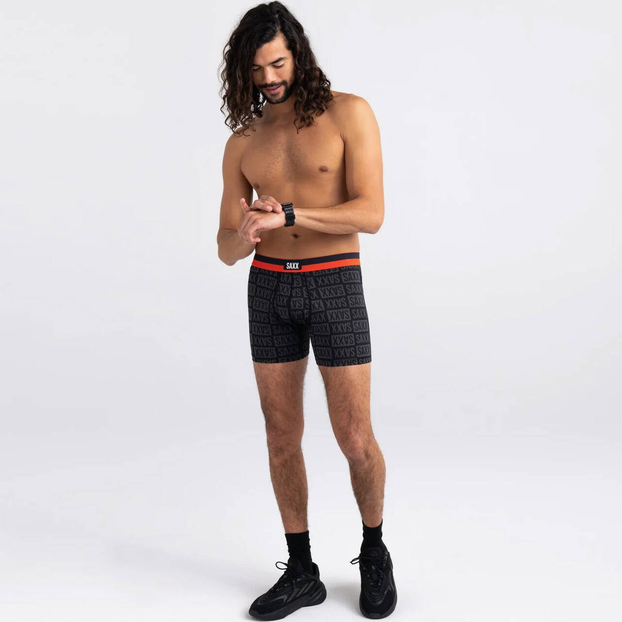 Saxx Sport Mesh Boxer Brief Fly - Checkerboard Black