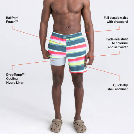 Saxx Oh Buoy Swimming Shorts - Cutback Stripe
