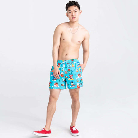 Saxx Oh Buoy Swimming Shorts - Water Whirled Blue