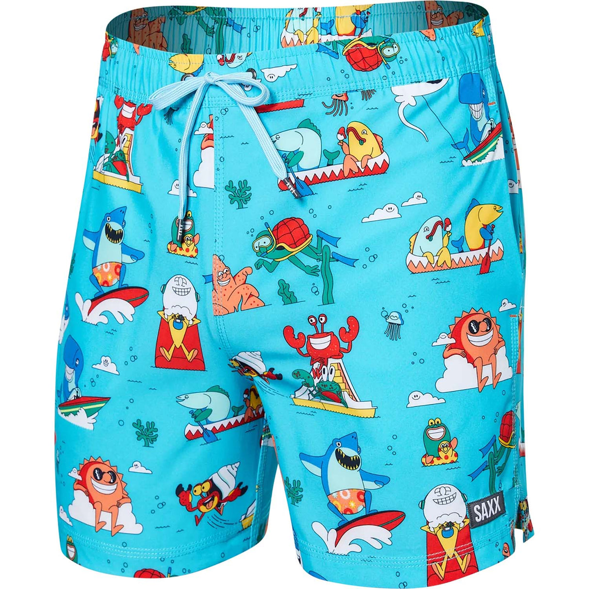 Saxx Oh Buoy Swimming Shorts - Water Whirled Blue
