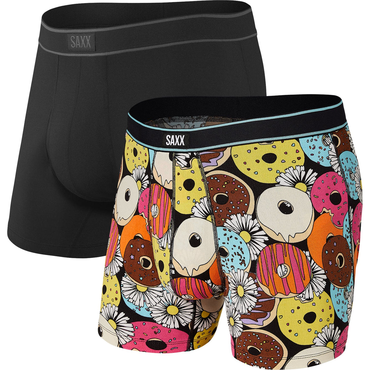 Saxx Daytripper Boxer Briefs - 2-Pack - Donuts & Daisies/Black