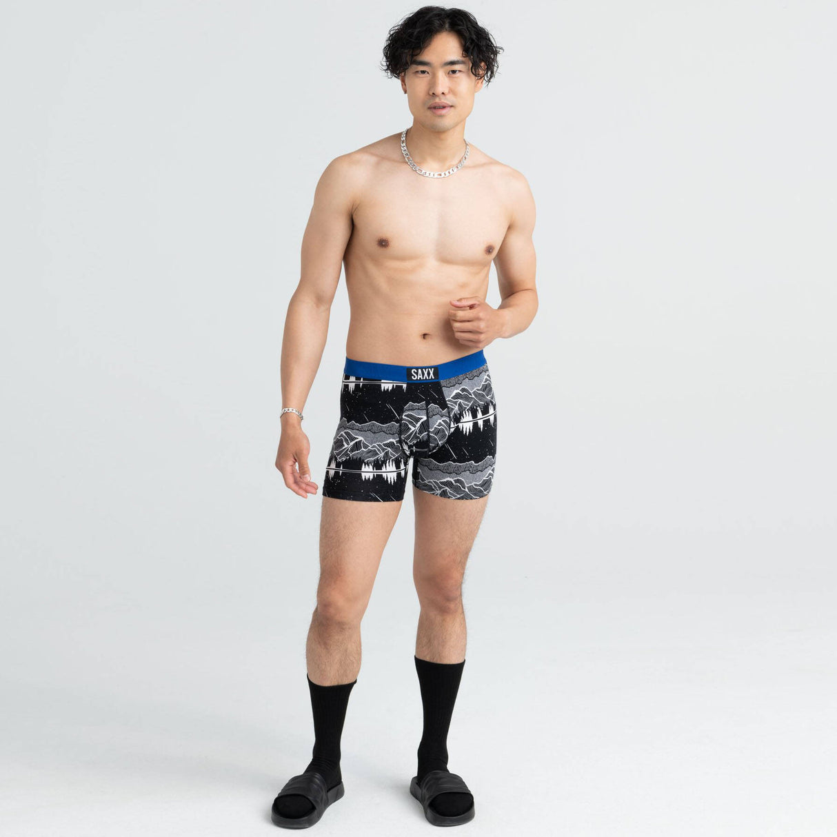 Saxx Vibe Boxer Briefs - Black Glacier Skies