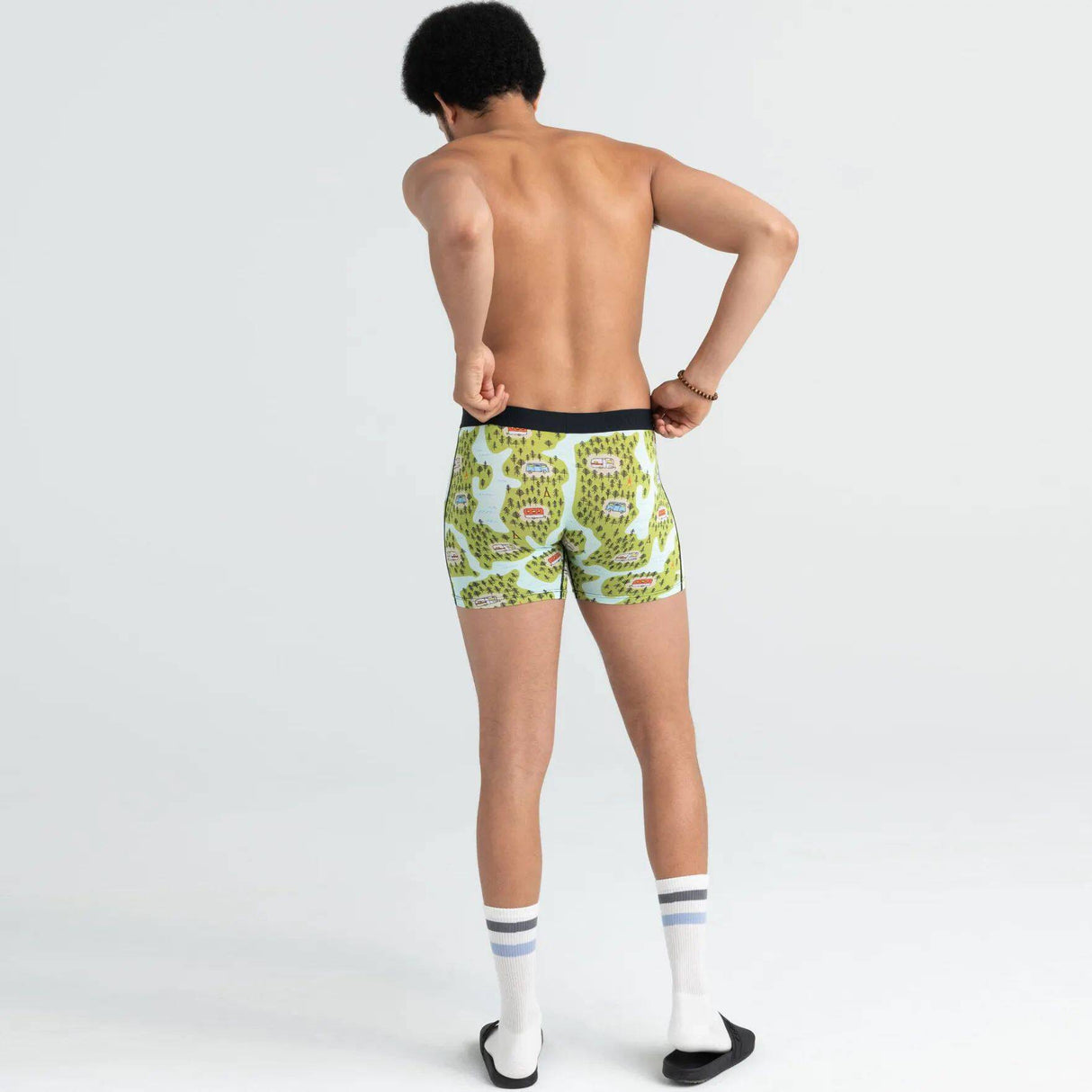 Saxx Vibe Boxer Briefs - Green Happy Camper