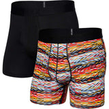 Saxx Droptemp Cool Cotton Boxer Brief 2pk - Back & Forth Black