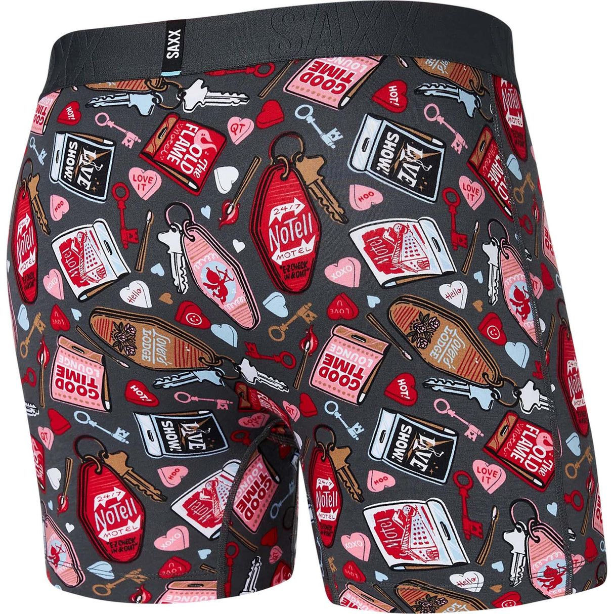 Saxx Droptemp Cool Cotton Boxer Brief - No Tell Motel Graphite