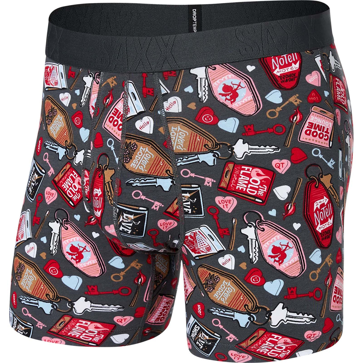 Saxx Droptemp Cool Cotton Boxer Brief - No Tell Motel Graphite