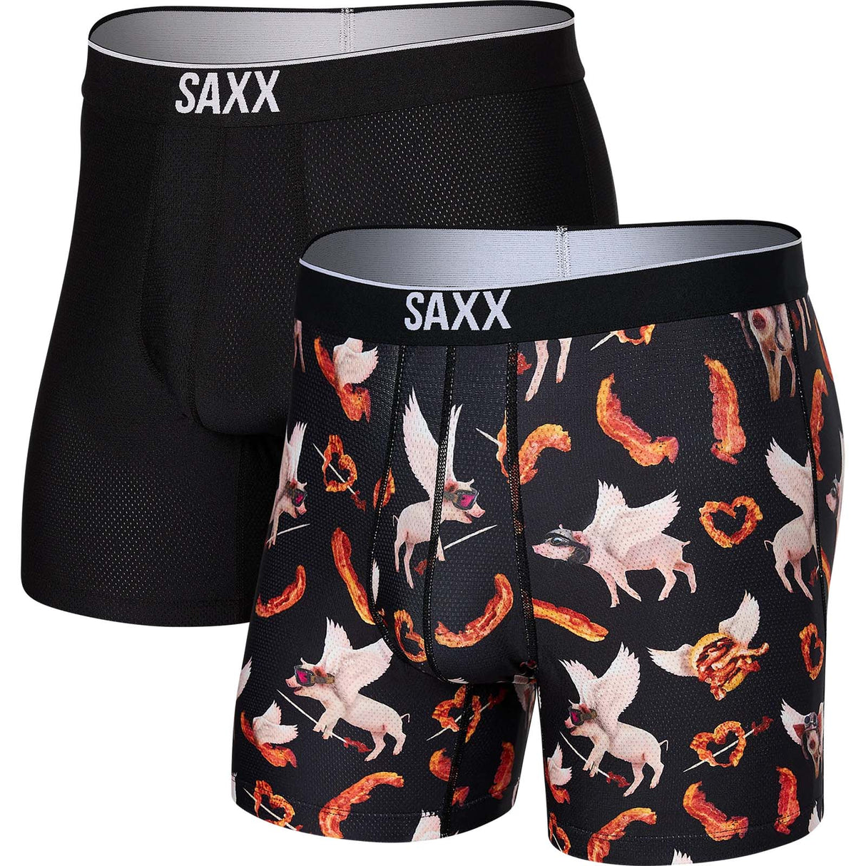 Saxx Volt Breathable Mesh Boxer Brief 2pk - Bacon My Heart Black