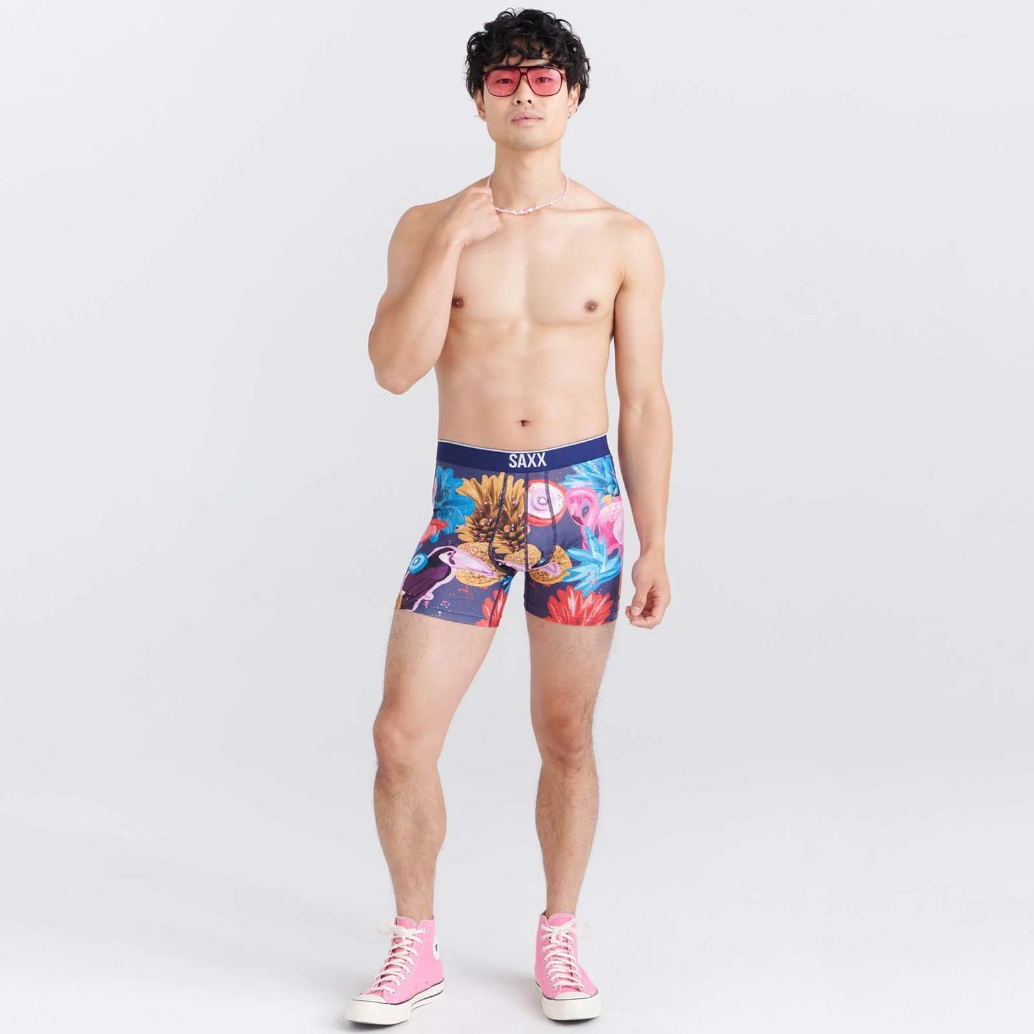 Saxx Volt Breathable Mesh Boxer Brief - Tropical Punch Blue