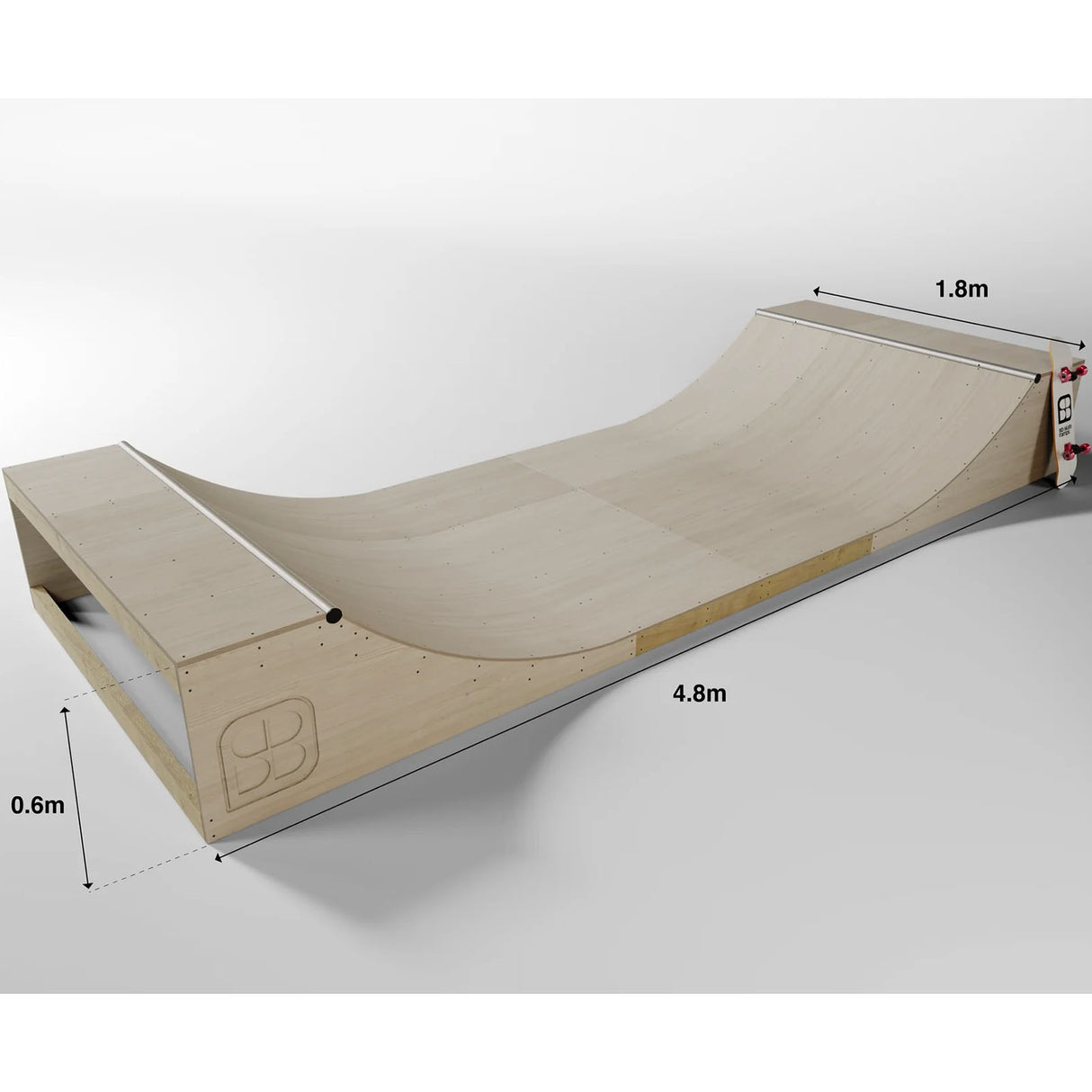 SB Skate Ramps Mini Half Pipe Ramp - 2' x 6'