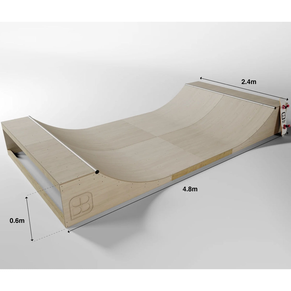 SB Skate Ramps Mini Half Pipe Ramp - 2' x 8'