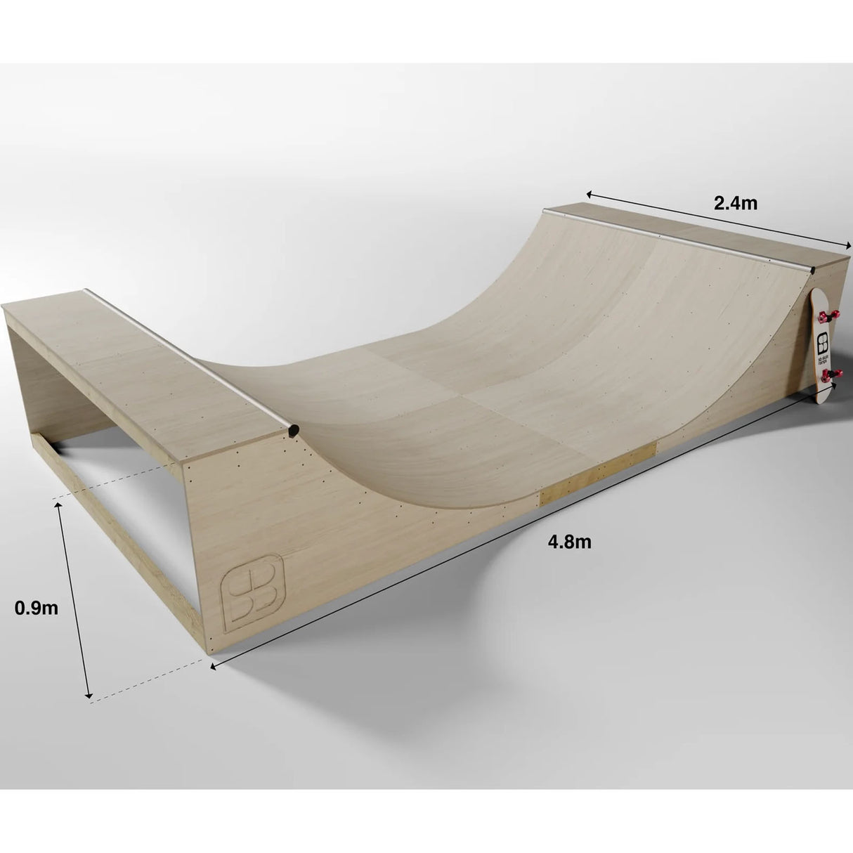 SB Skate Ramps Mini Half Pipe Ramp - 3' x 8'