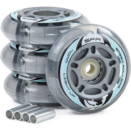 SFR Light Up Inline Skate Wheels - Silver 70mm