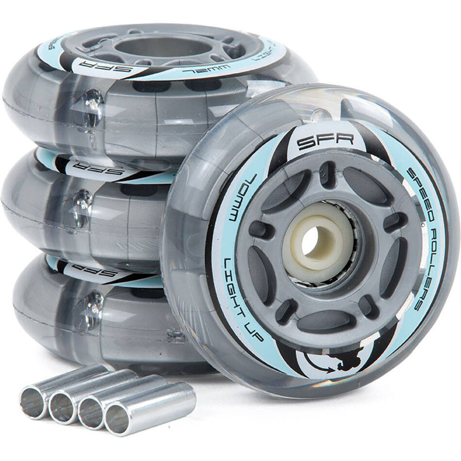 SFR Light Up Inline Skate Wheels - Silver 72mm