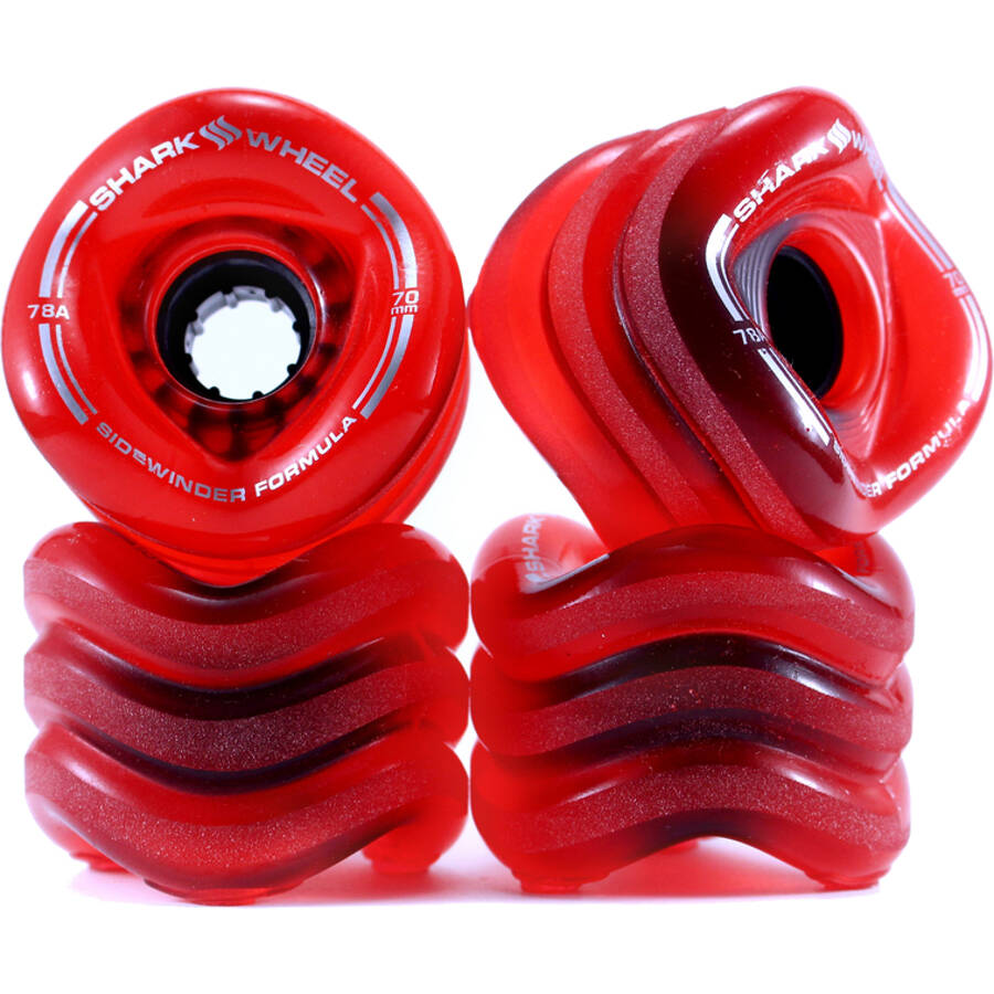 Shark Wheel Sidewinder 70mm 78a Longboard Wheels - Clear Red