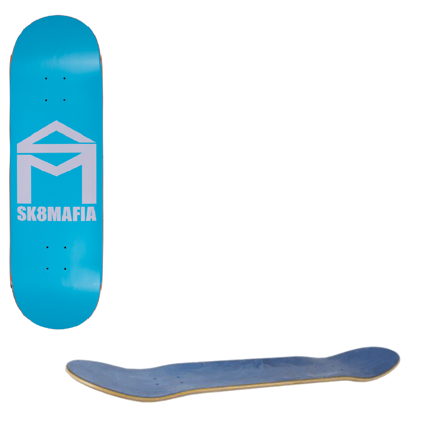 Sk8 Mafia Flo Series House Logo Skateboard Deck - Fluor Blue 8.25"