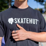 SkateHut Script Logo T Shirt - Black/White