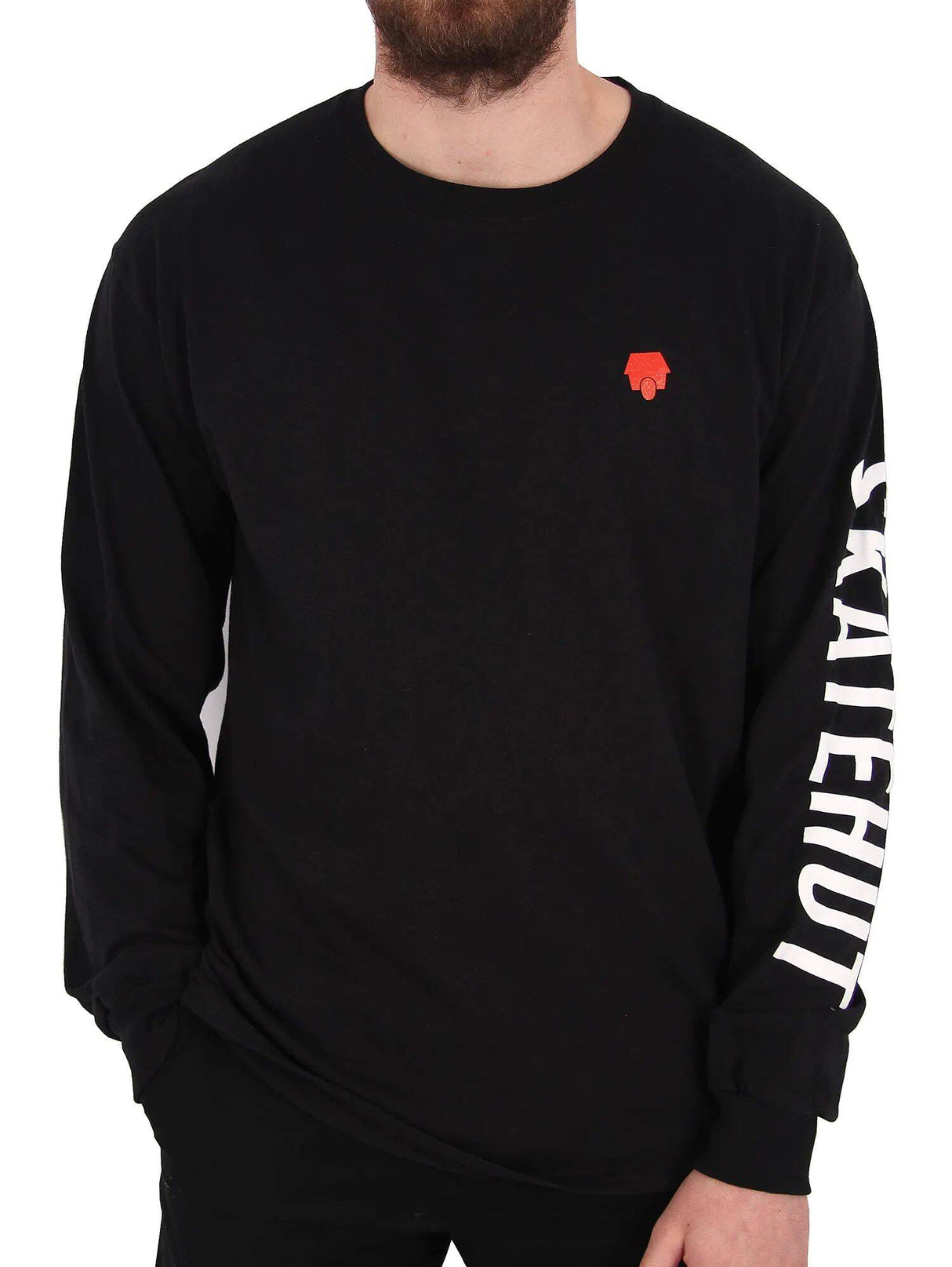 SkateHut Sleeve Script Long Sleeve T Shirt - Black/White