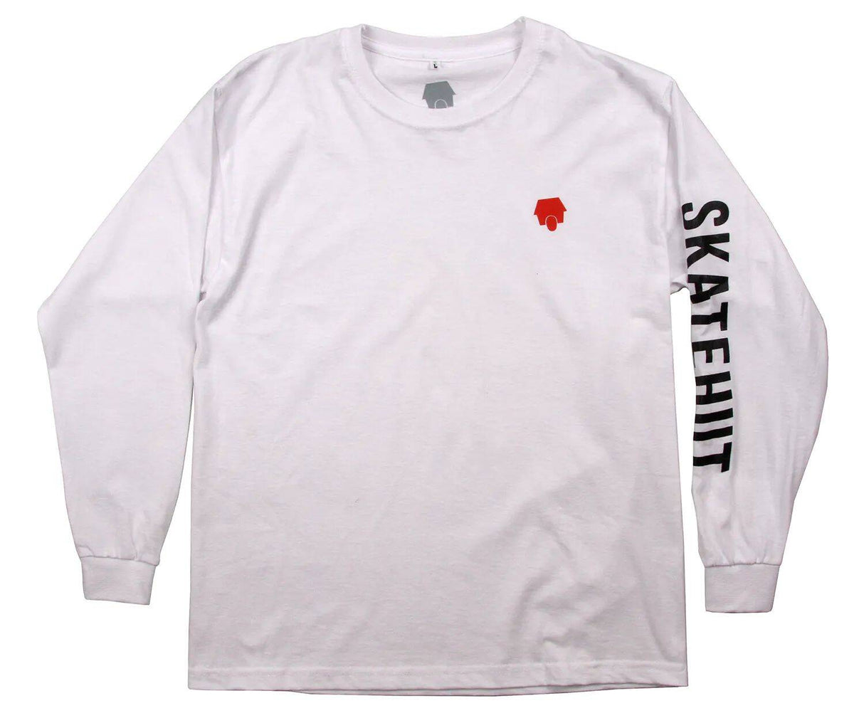 SkateHut Sleeve Script Long Sleeve Kids T Shirt - White/Black