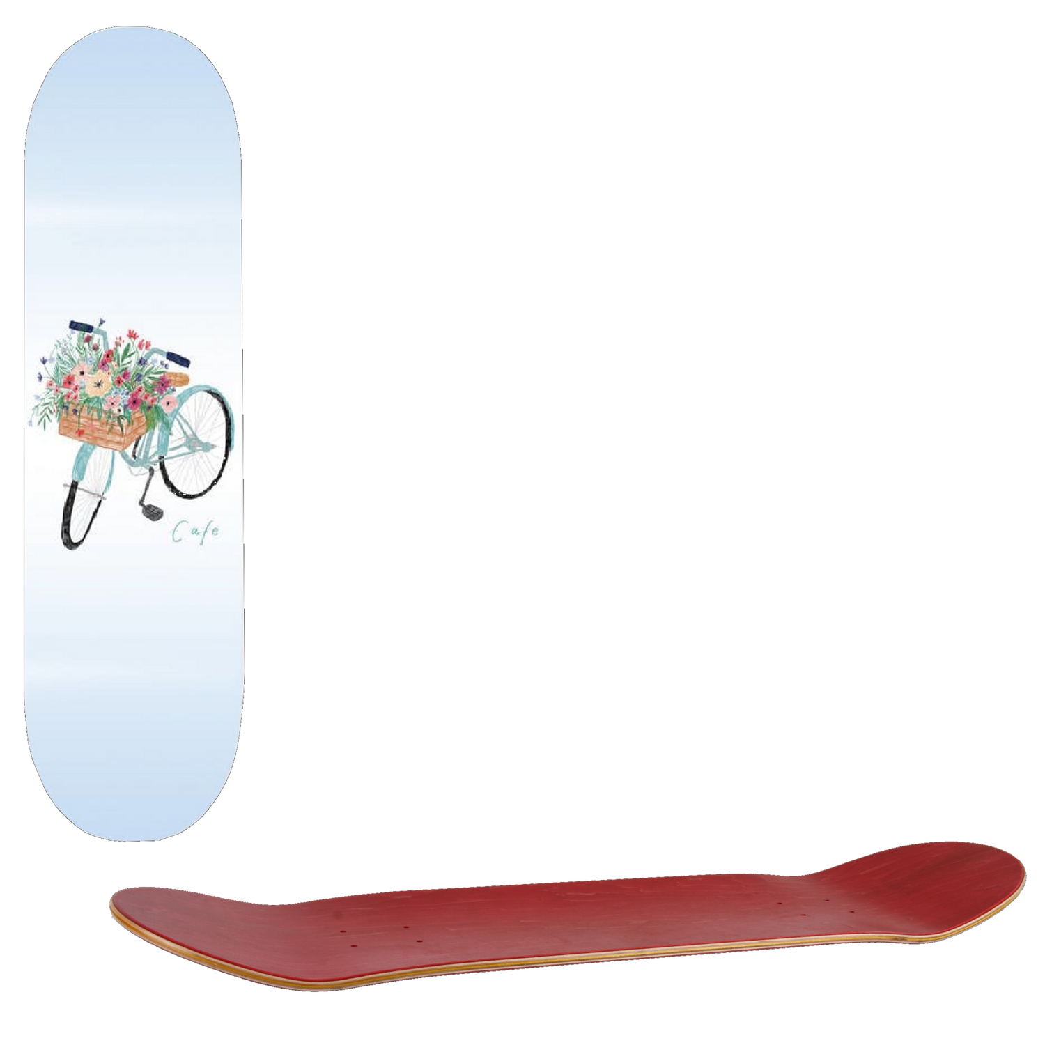 Skateboard Cafe Flower Basket Skateboard Deck - Blue 8.25''