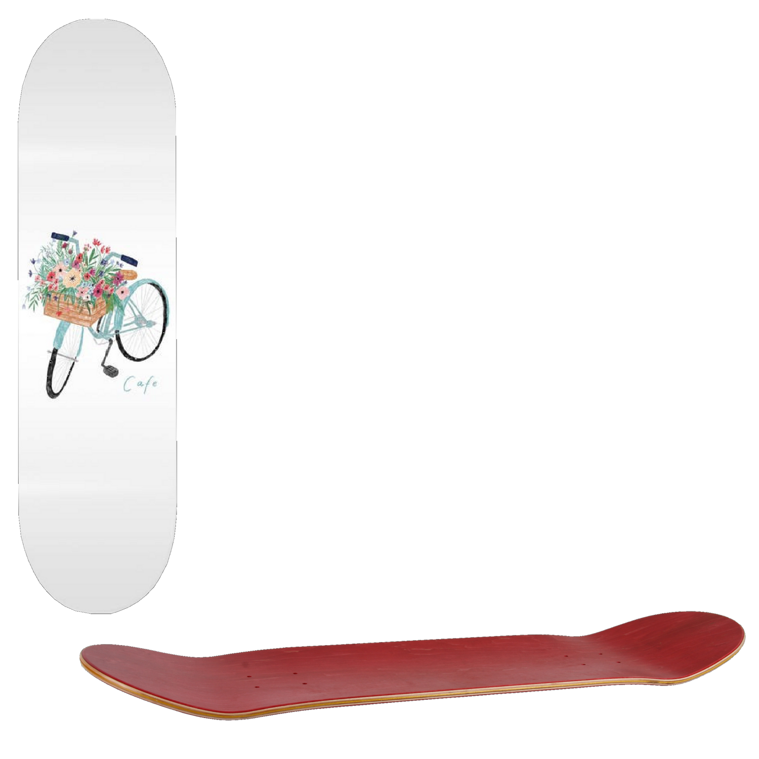 Skateboard Cafe Flower Basket Skateboard Deck - Grey 8''