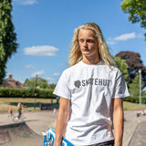SkateHut Script Logo T Shirt - White/Black