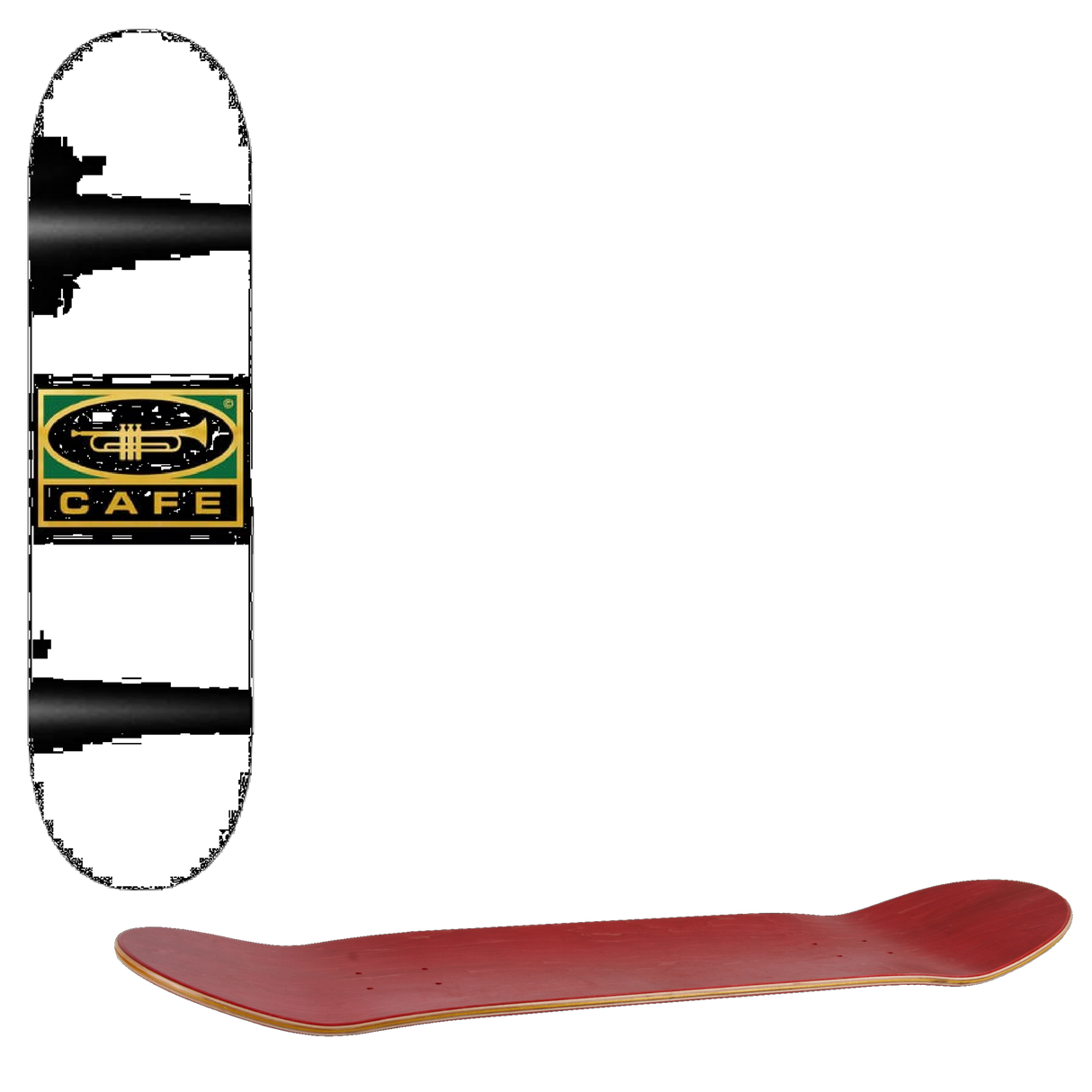 Skateboard Cafe Trumpet Logo Skateboard Deck - Black/Metallic Gold 8.5''