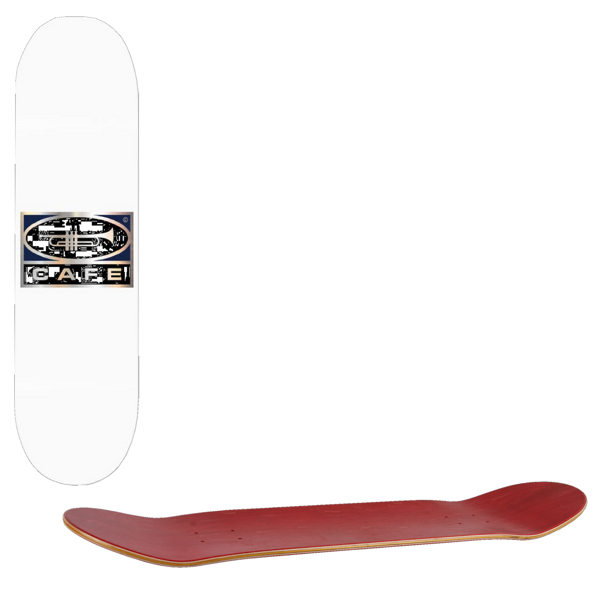 Skateboard Cafe Trumpet Logo Skateboard Deck - White/Metallic Silver 8.5''