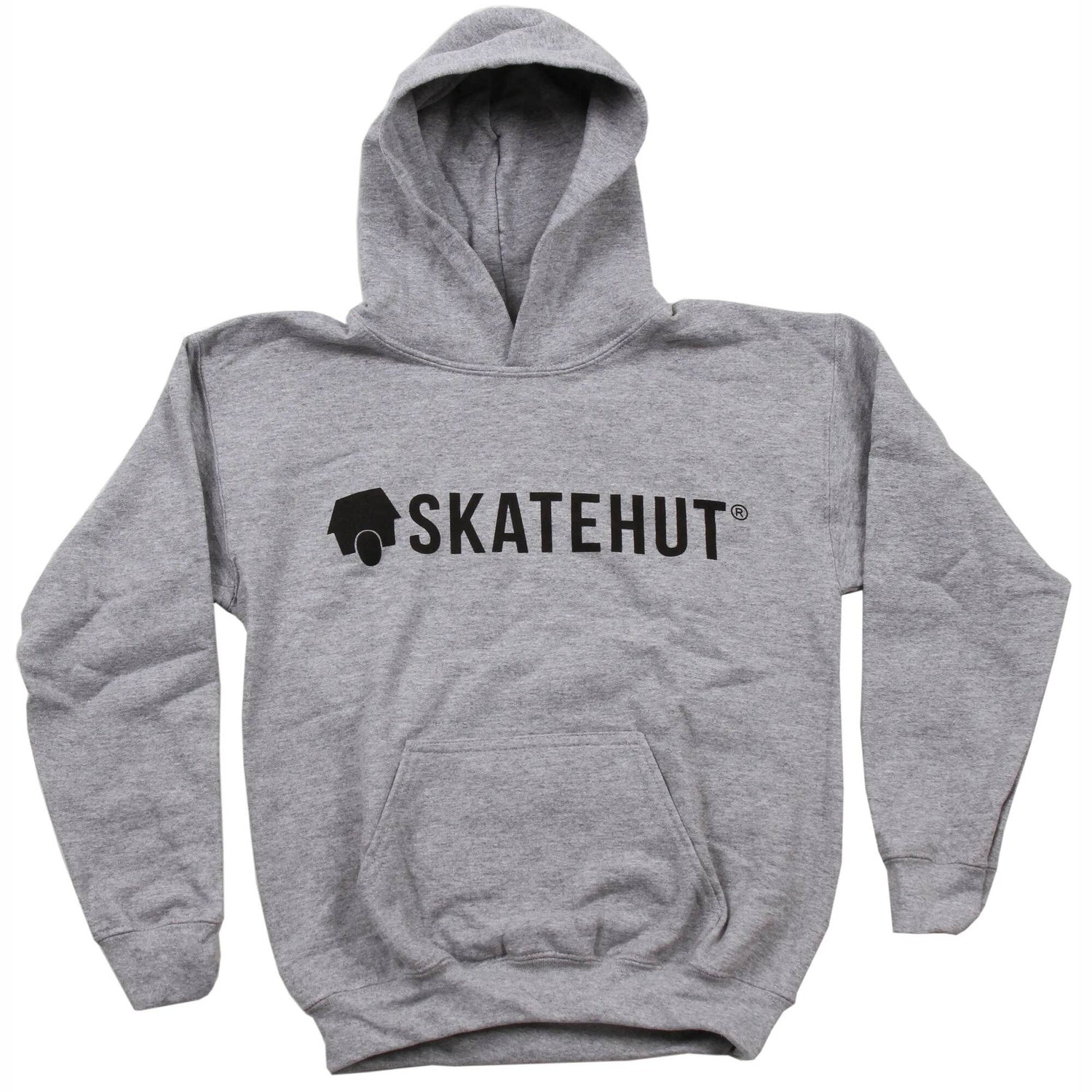 SkateHut Script Logo Kids Hoodie - Grey/Black