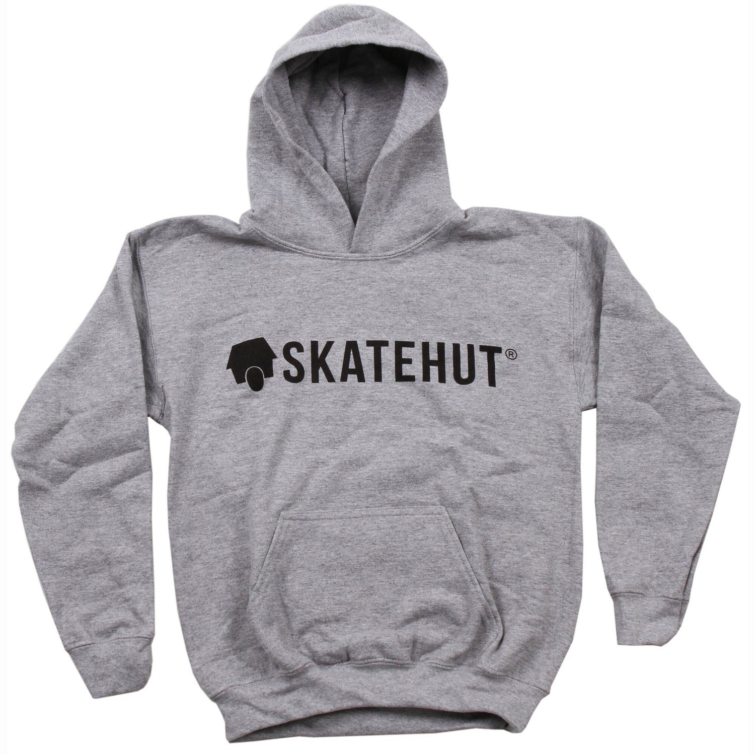 SkateHut Script Logo Kids Hoodie - Grey/Black Yth LRG