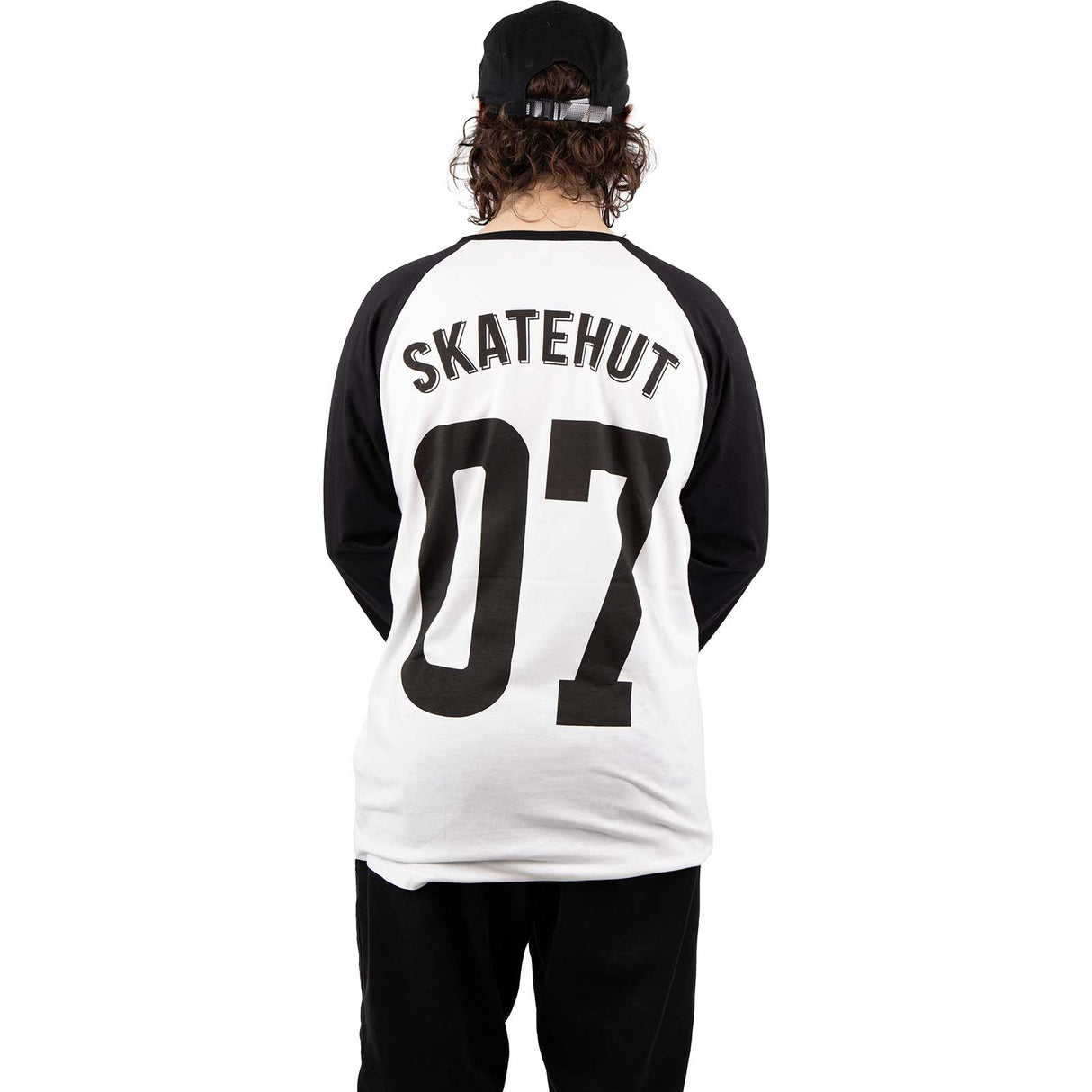 SkateHut Organic 07 Baseball T Shirt - White/Black