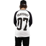 SkateHut Organic 07 Baseball T Shirt - White/Black