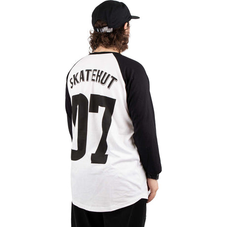 SkateHut Organic 07 Baseball T Shirt - White/Black