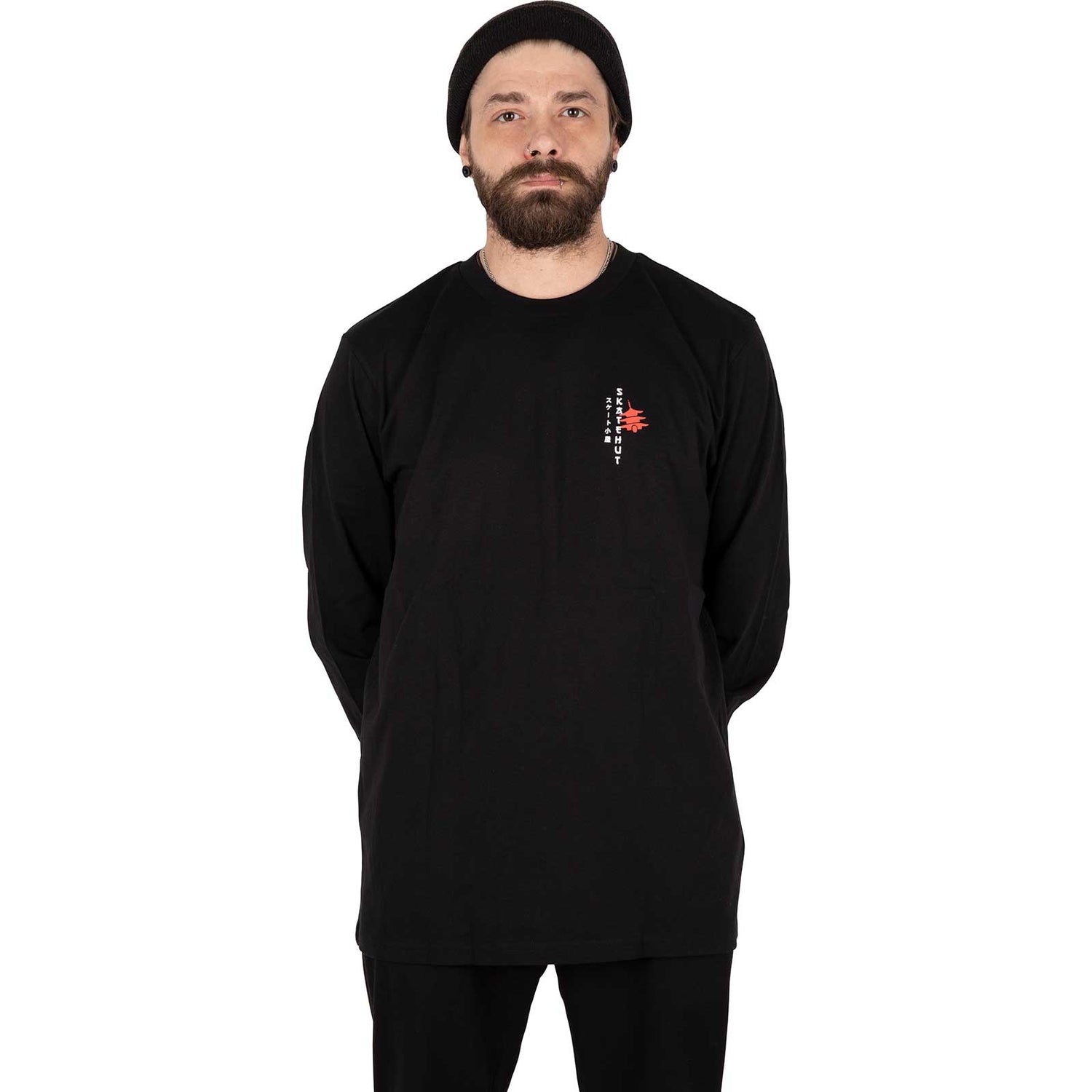 SkateHut Organic Pagoda Long Sleeve T Shirt - Black