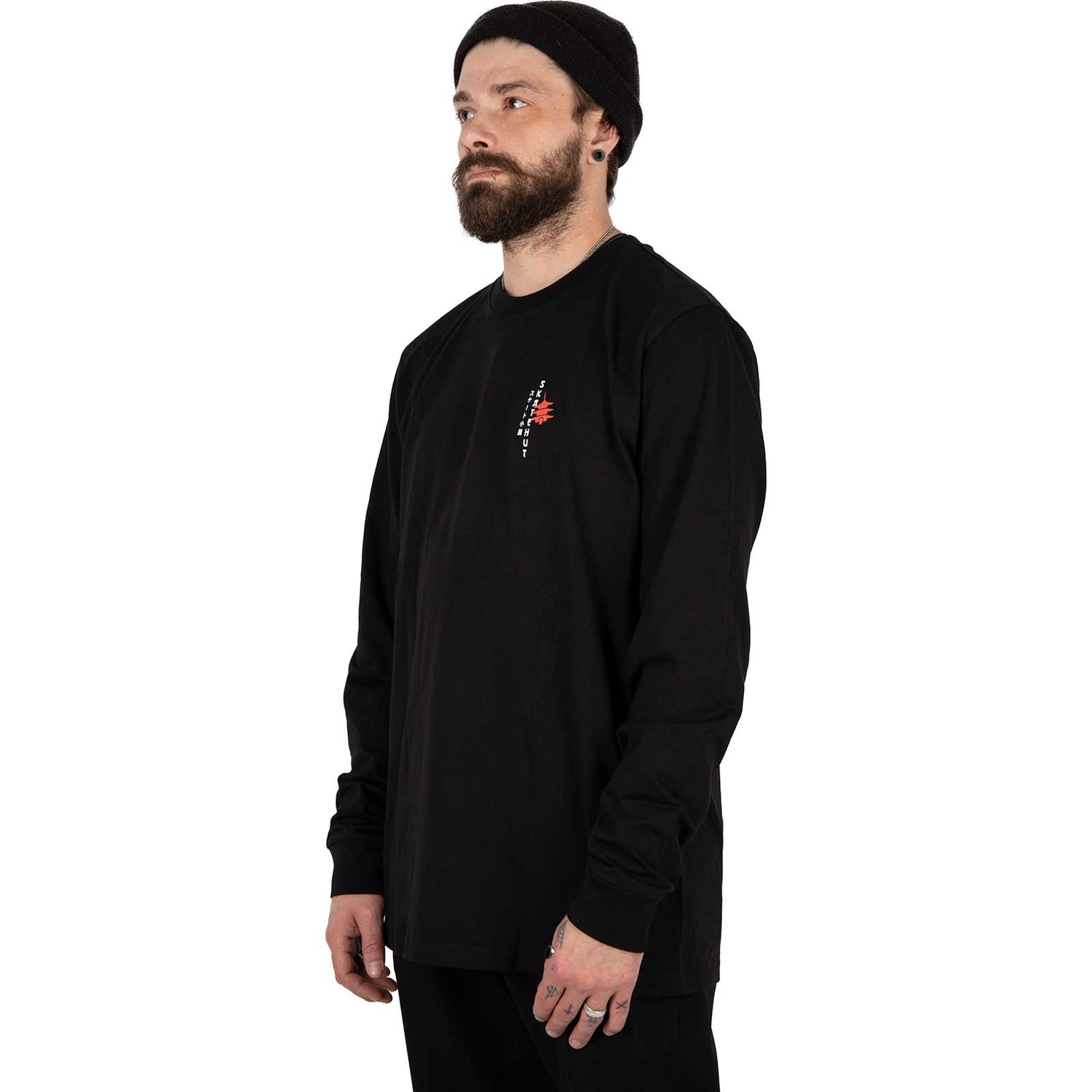 SkateHut Organic Pagoda Long Sleeve T Shirt - Black