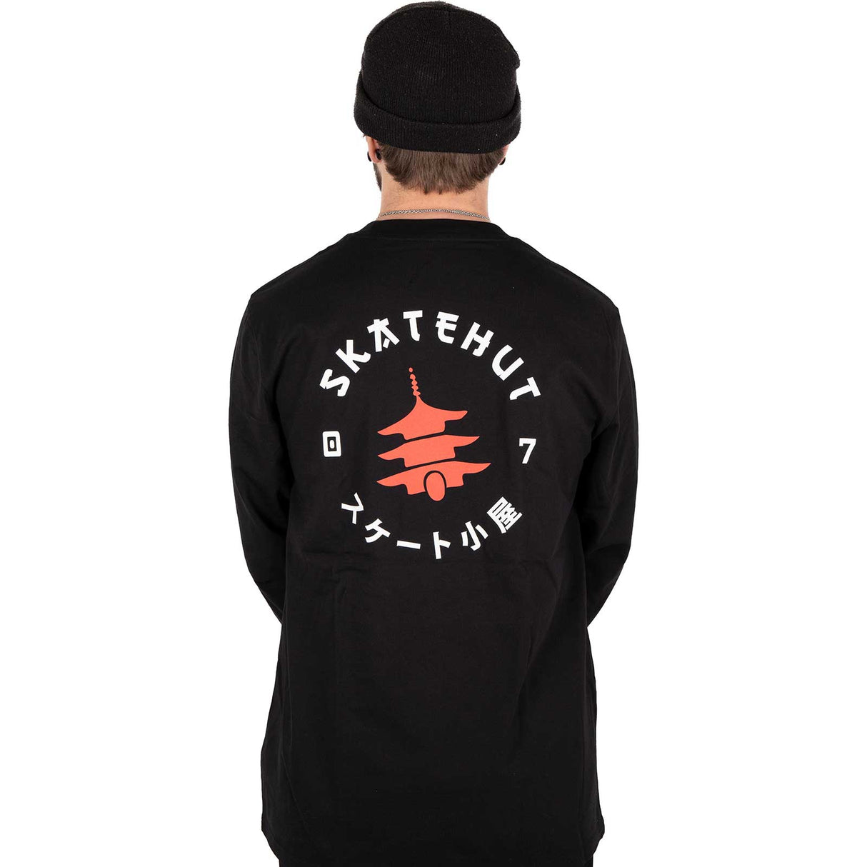 SkateHut Organic Pagoda Long Sleeve T Shirt - Black