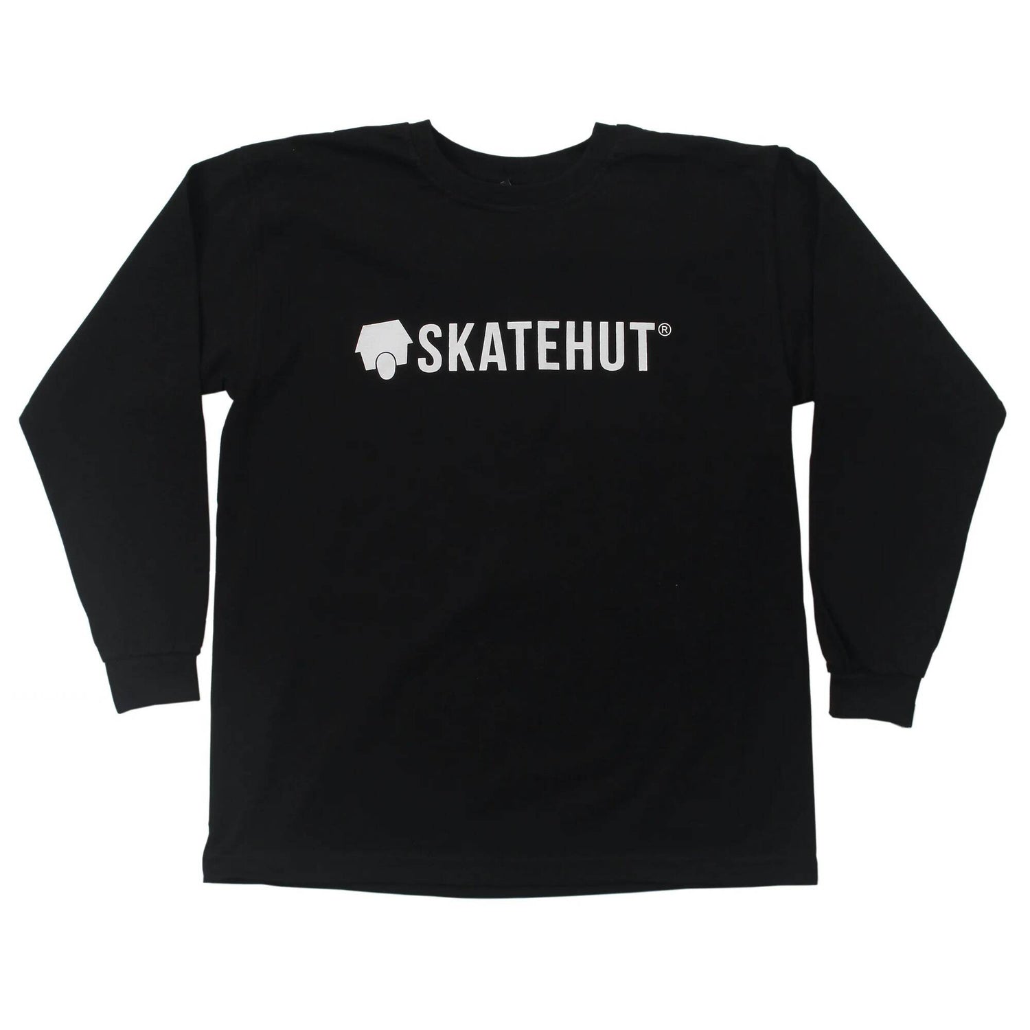 SkateHut Script Logo Kids Long Sleeve T Shirt - Black/White