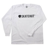 SkateHut Script Logo Kids Long Sleeve T Shirt - White/Black
