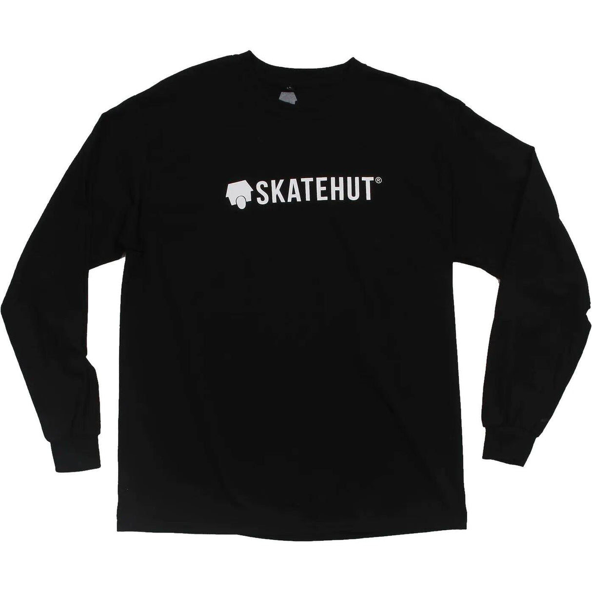 SkateHut Script Logo Longsleeve T Shirt - Black/White