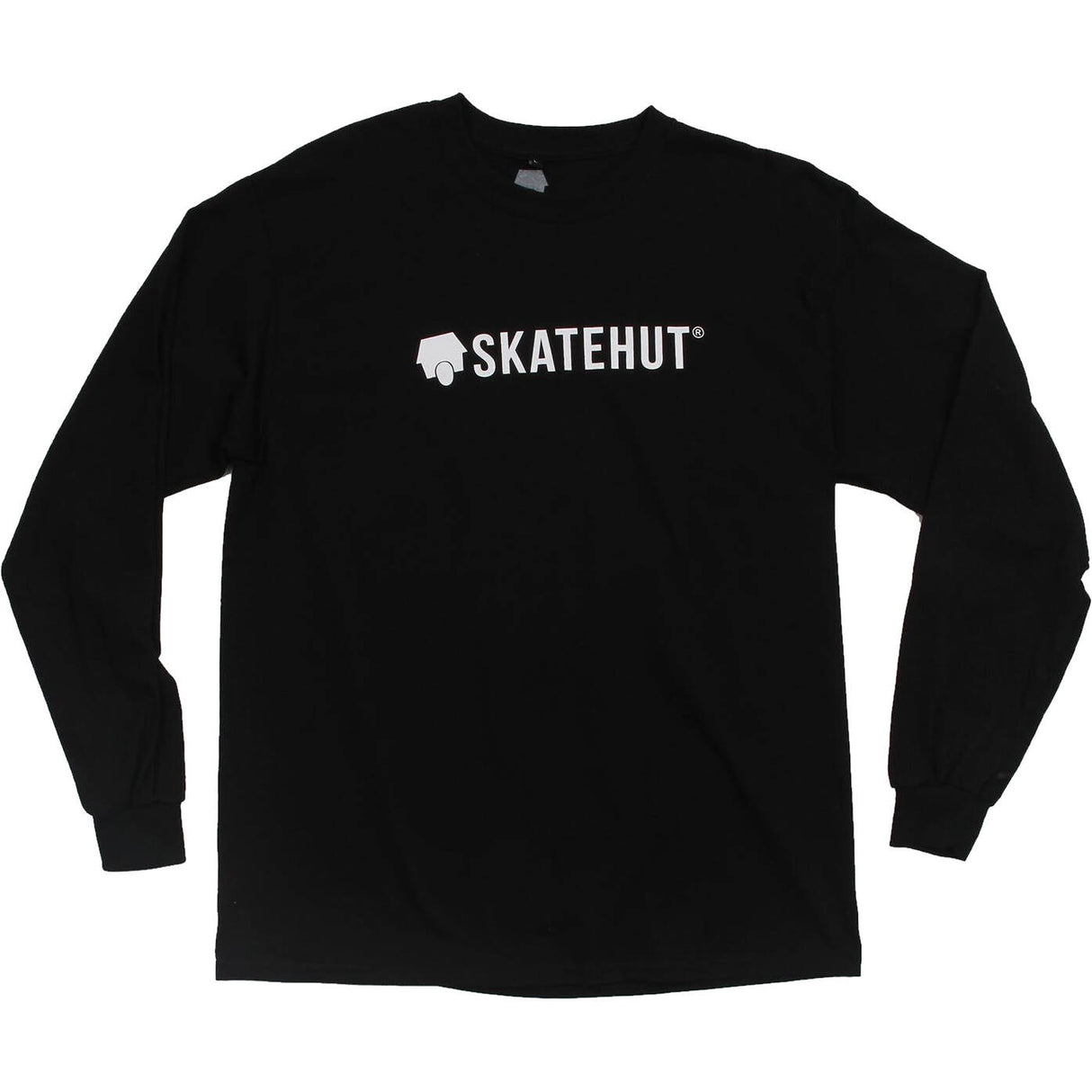 SkateHut Script Logo Longsleeve T Shirt - Black/White Large