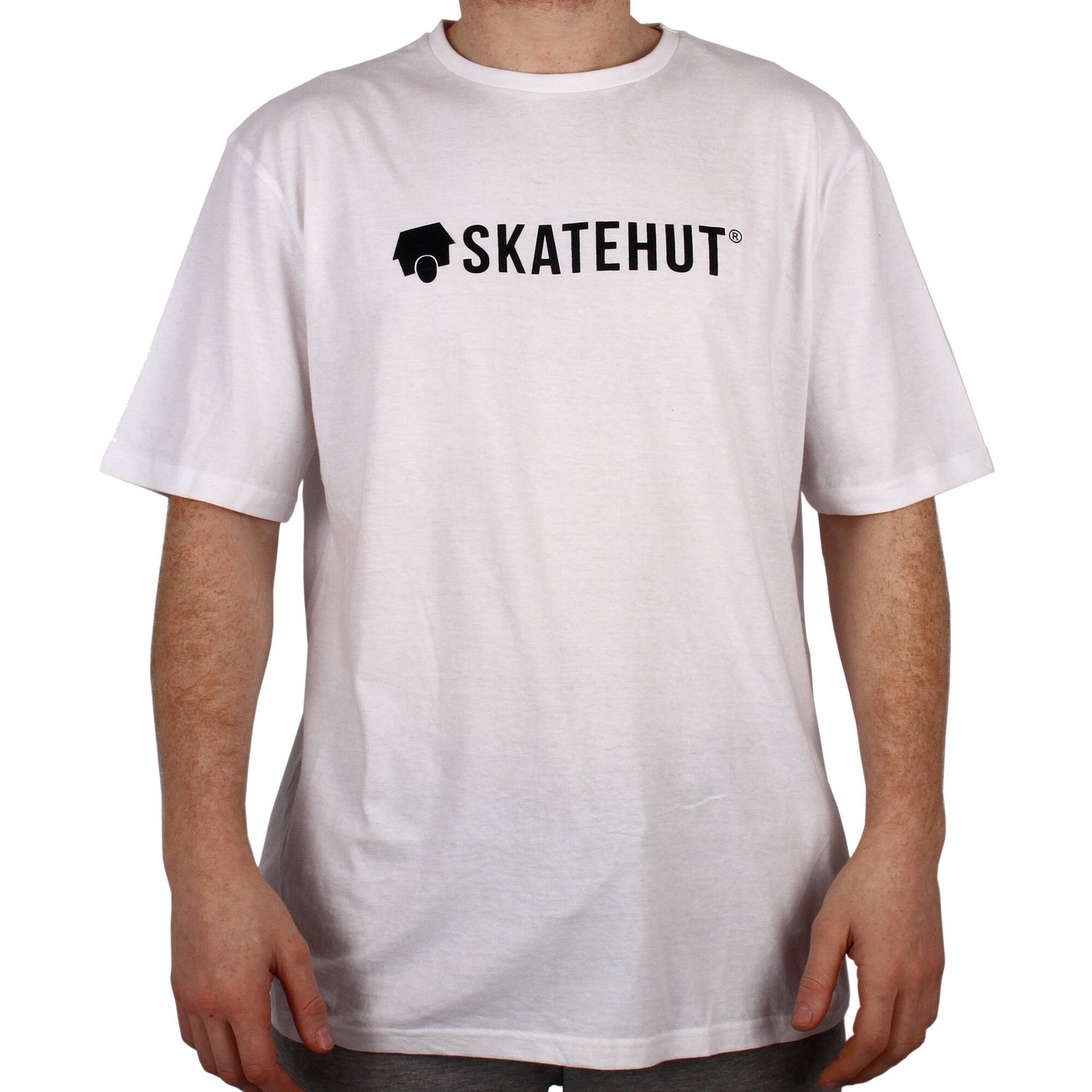 SkateHut Script T Shirt - White/Black Large