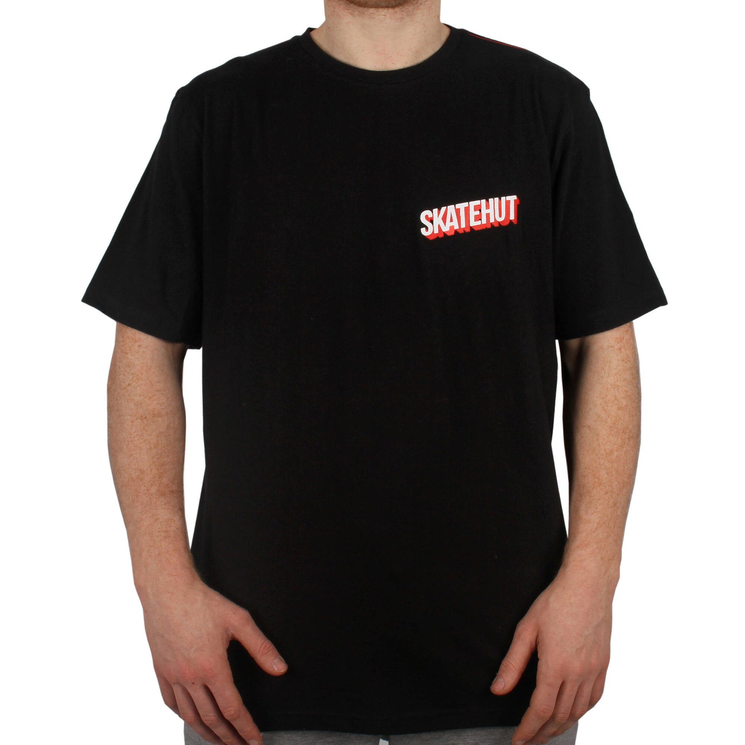 SkateHut 3D Stacked T Shirt - Black Large