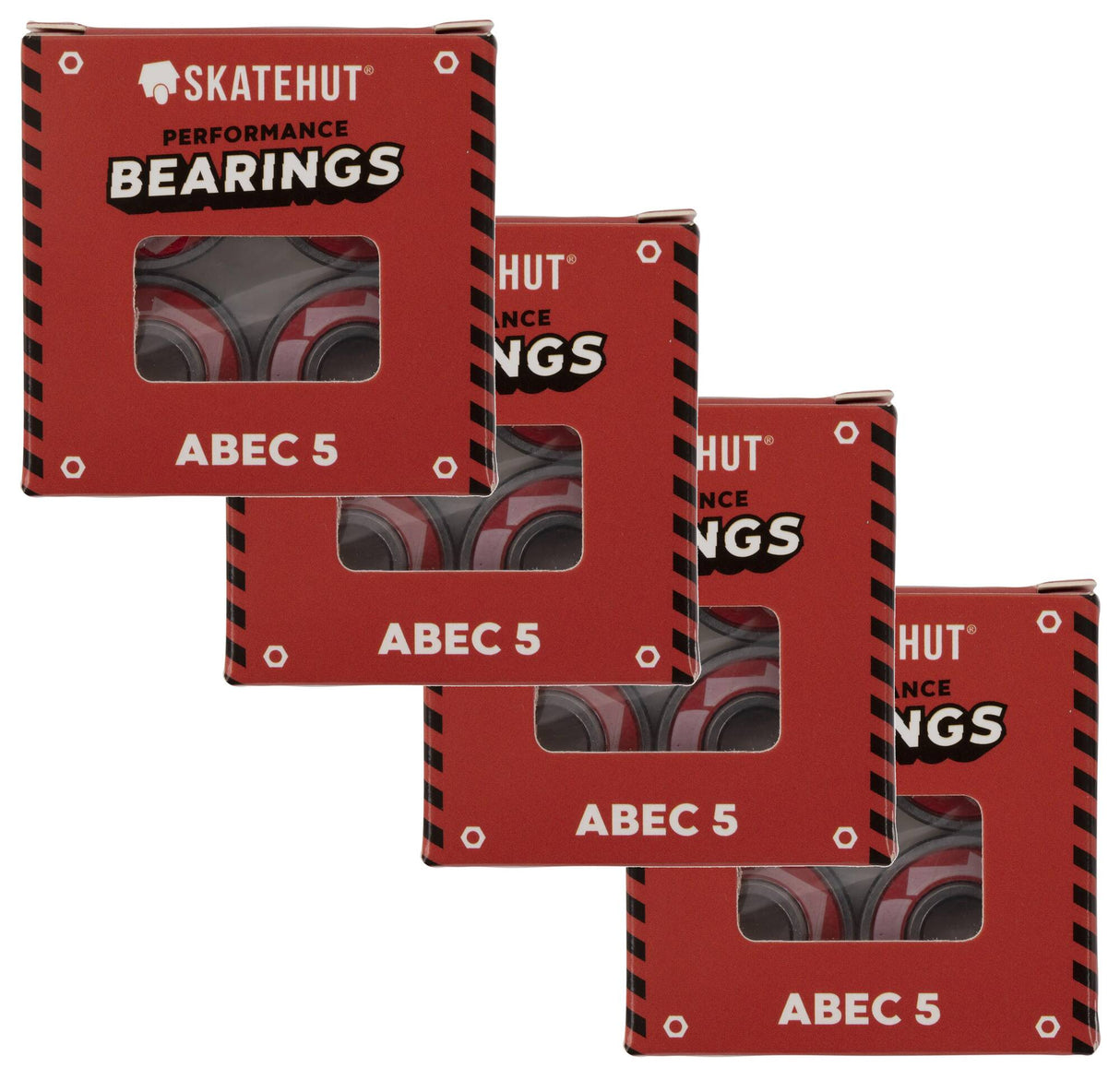 SkateHut Logo ABEC 5 Carbon Rated Bearings - Red (16 Pack)