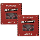 SkateHut Logo ABEC 5 Carbon Rated Bearings - Red (8 Pack)