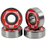 SkateHut Logo ABEC 9 Chrome Steel Rated Bearings - Red (4 Pack)