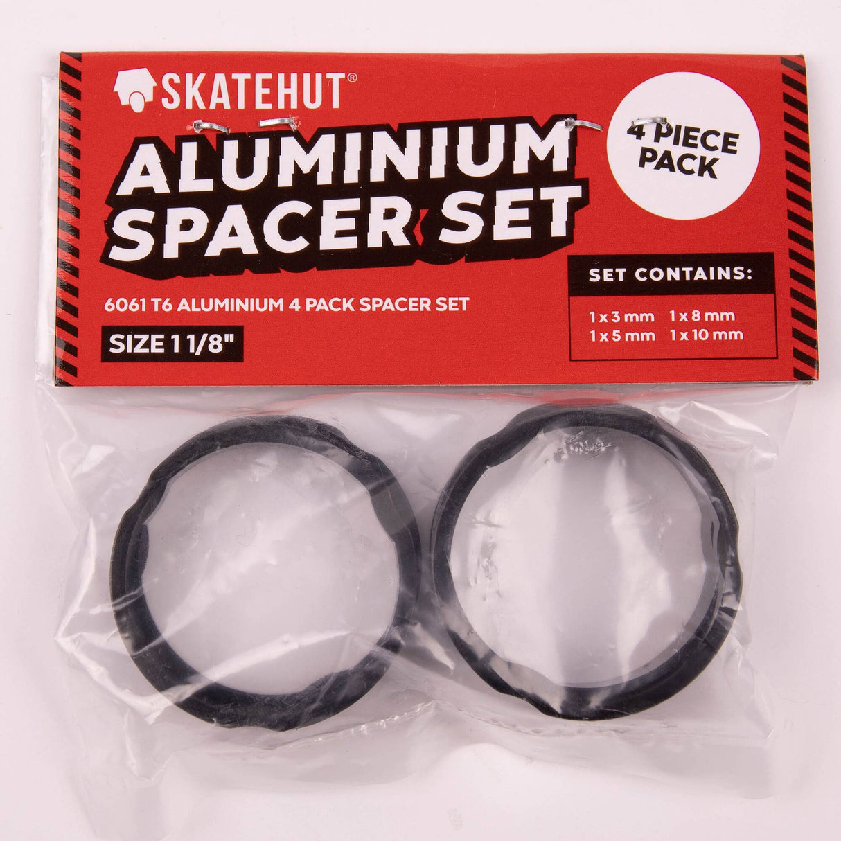 SkateHut Aluminium 6061 T6 Headset Spacer Set - Black (Pack of 4)