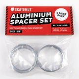 SkateHut Aluminium 6061 T6 Headset Spacer Set - Silver (Pack of 4)