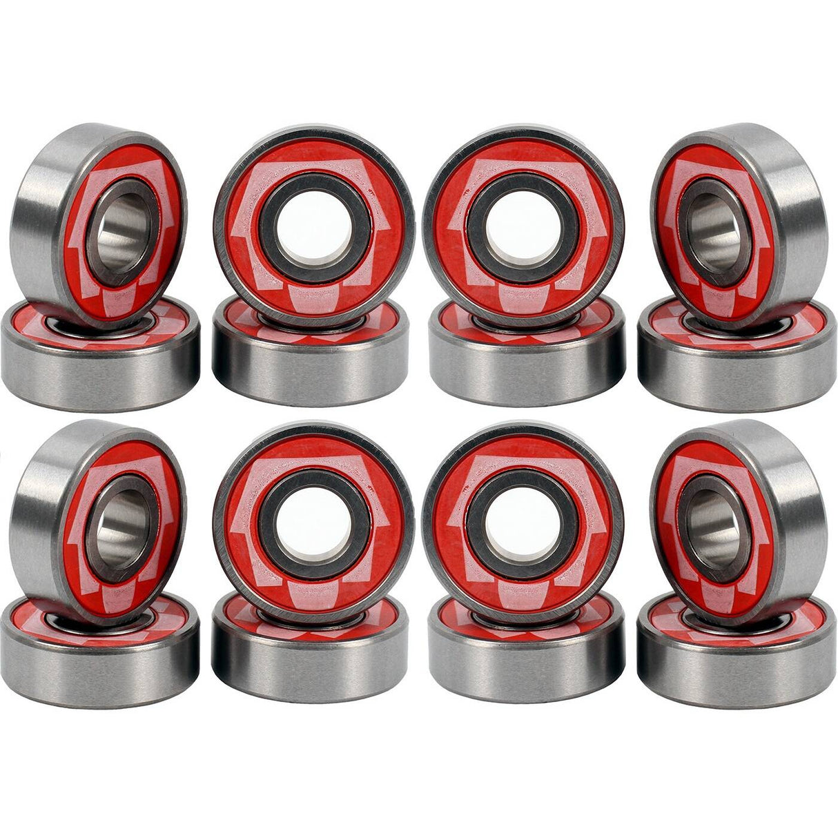 SkateHut Logo ABEC 9 Chrome Steel Rated Bearings - Red (Pack of 16)